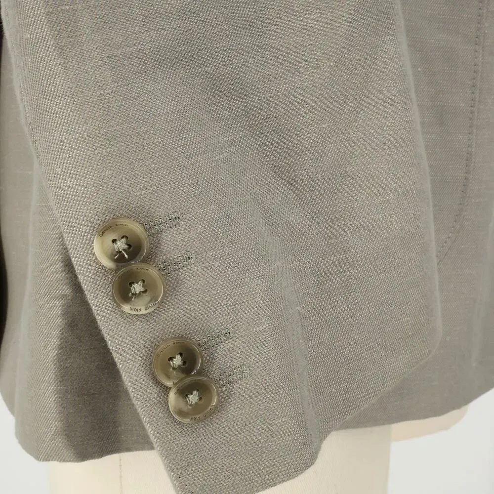 Calvin Klein Sport Coat Mens Large 44R Beige Linen Cotton Lined Blazer Jacket